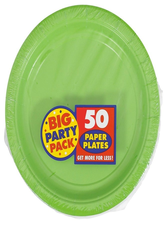 Amscan Kiwi Round Paper Plates - 8.5" (50 Pc) - Sturdy & Eco-Friendly Party Essentials - Perfect for Celebrations & Events