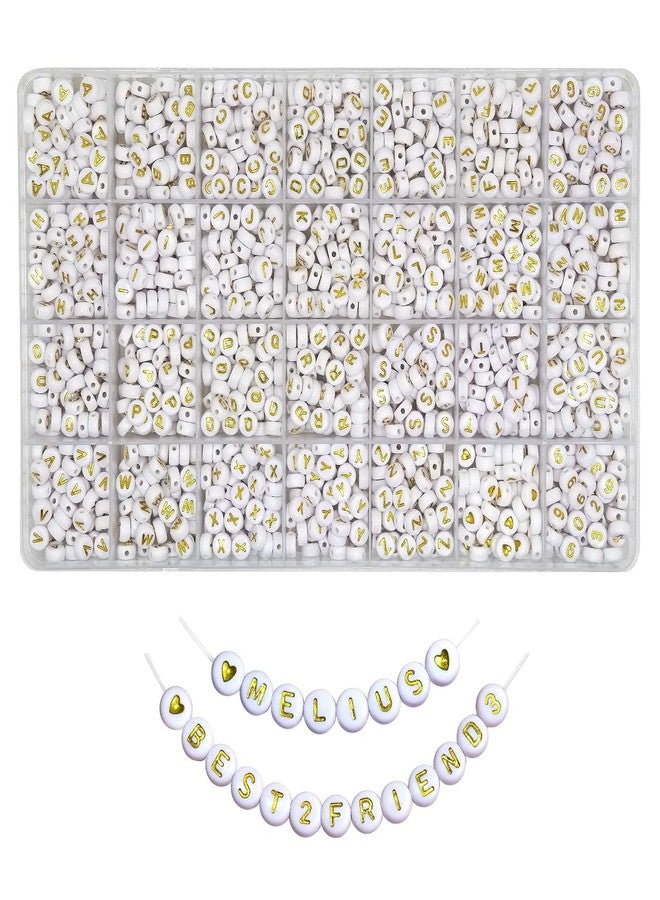 Melius Acrylic Gold Letter Beads, 1450 Pcs 4x7mm Round Alphabet Beads in 28 Grid Box for Jewelry Making, DIY Bracelets, Necklaces, Key Chains, Bracelets - Image 1