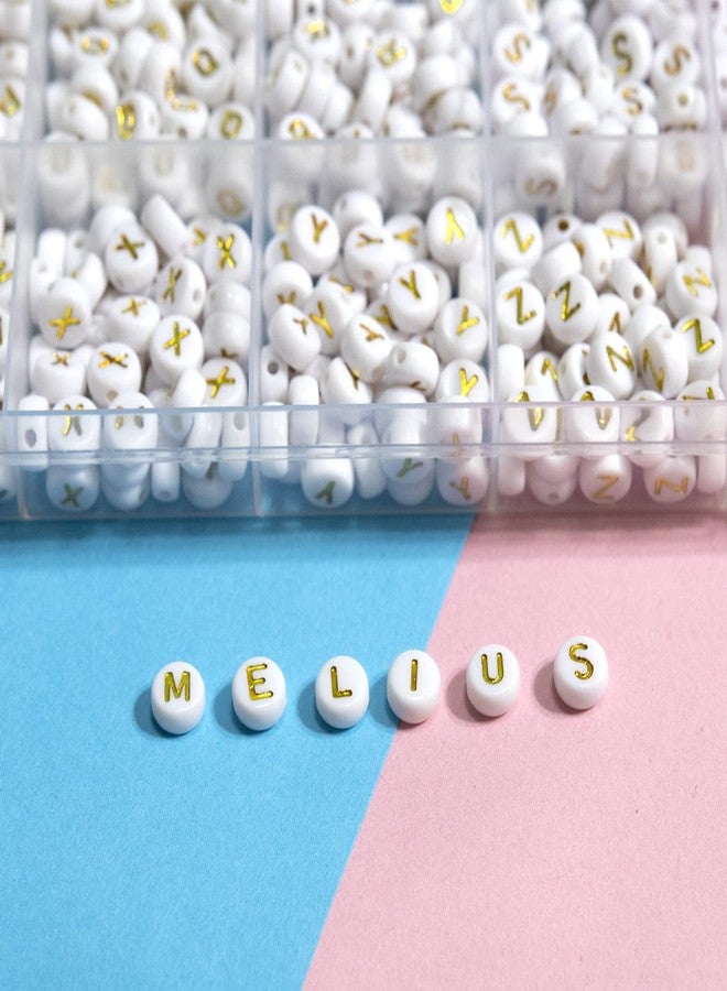 Melius Acrylic Gold Letter Beads, 1450 Pcs 4x7mm Round Alphabet Beads in 28 Grid Box for Jewelry Making, DIY Bracelets, Necklaces, Key Chains, Bracelets - Image 4