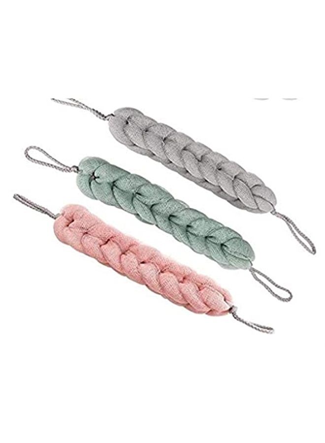 3Pcs Back Scrubber Bath Shower Mesh Sponge Exfoliating Body Scrub Stretch Braided Loofah with Rope Handles