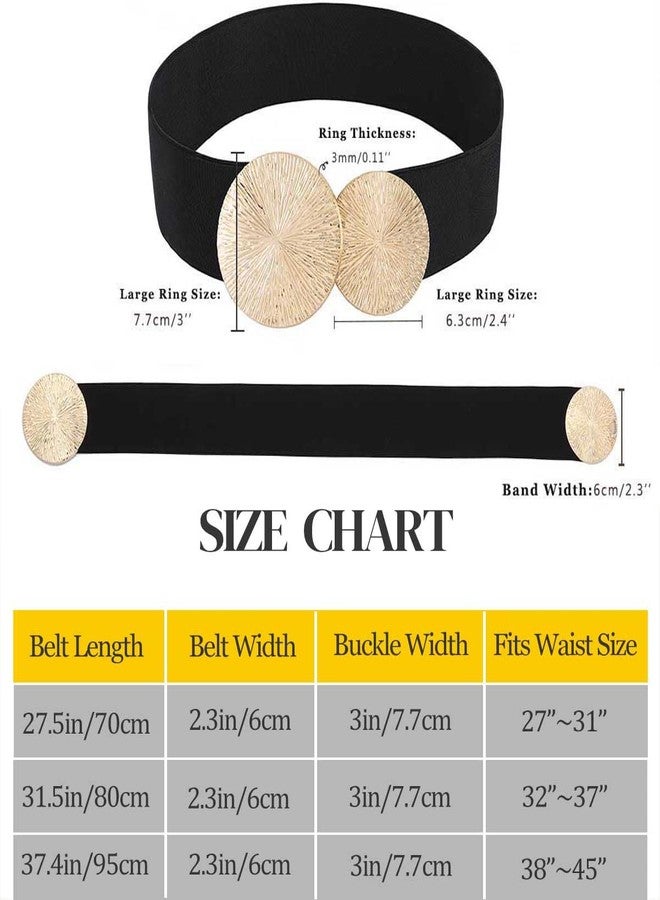 Yalice Women Wide Elastic Waist Belt Gold Double O-Rings Stretchy Belt for Dresses Skinny Cinch Belts Ladies Waist Bands (Black-Gold Buckle, Fit Waist Size:31''-37'') - Image 5