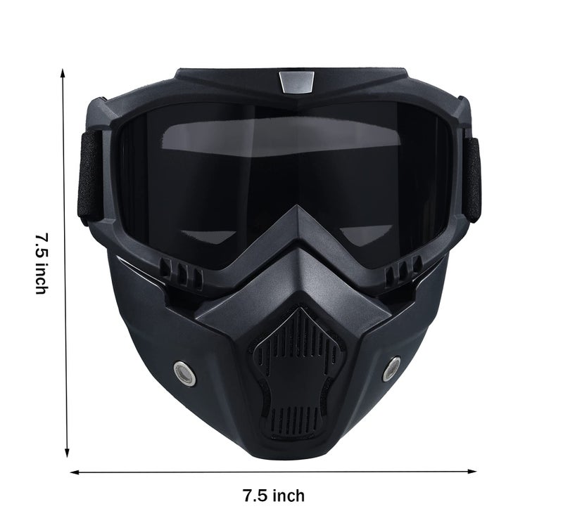 BROYEUR Paintball Mask Anti Fog,Tactical Full Face Mask Ski Mask Goggles Detachable Adjustable,Motorcycle Riding Face Protection (Black) - Image 5