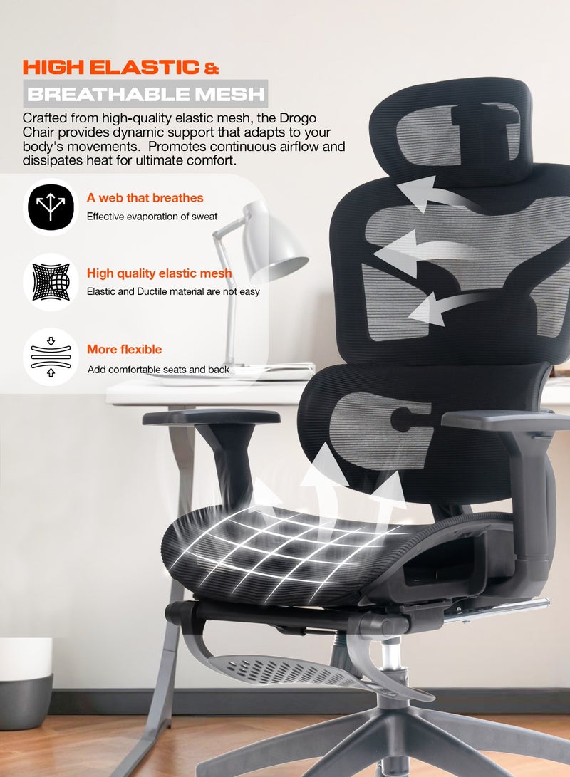 بيبي كرسي مكتب مريح فاخر للعمل من المنزل، كرسي كمبيوتر عالي الظهر للدراسة مزود بشبكة تسمح بمرور الهواء، ومسند ذراع ثلاثي الأبعاد، ومسند رأس رباعي الأبعاد، ودعم أسفل الظهر | كرسي مكتب للاستخدام المنزلي | كرسي ألعاب مزود بمسند للقدمين وخاصية الإمالة، أسود - Image 4