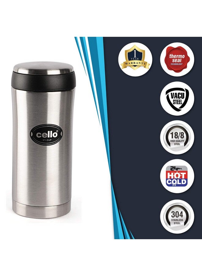 Cello My Cup Stainless Steel Water Bottle | Leak-Proof Cap & Wide Mouth Opening | Thermo Steel Technology | Ideal For Gym Or Various Outdoor Activities Like Hiking, Trekking | 500Ml- Silver - Image 4