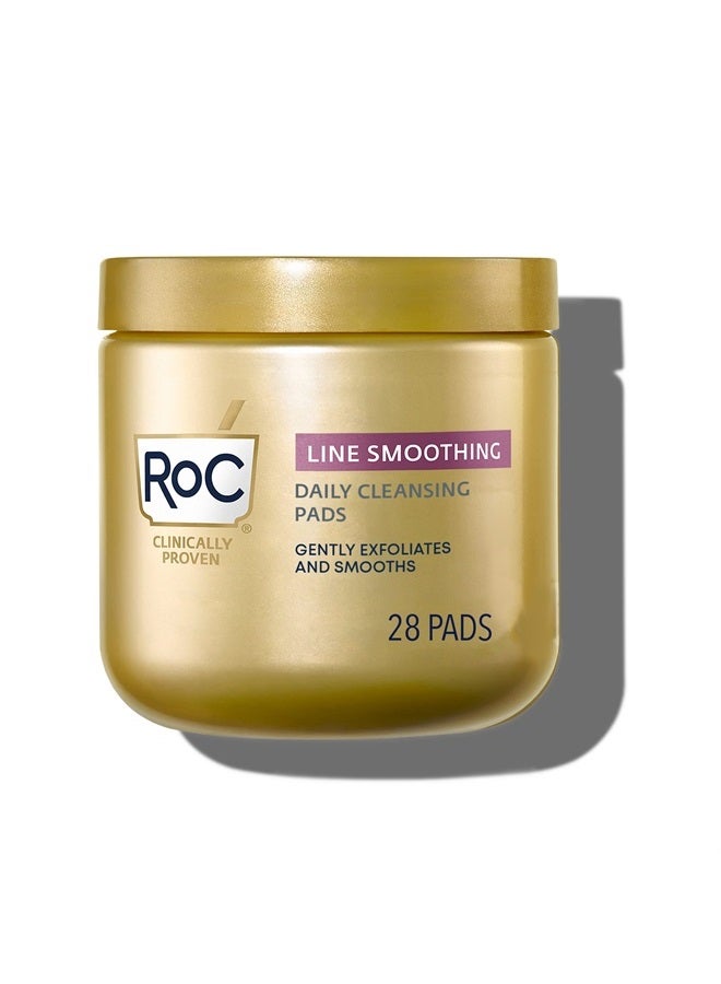 RoC أقراص إعادة السطح، وسادات مزيل المكياج المقشرة غير المسببة للحساسية للتجاعيد ولون البشرة، العناية بالبشرة غير المسببة للحساسية، منظف يومي خالي من الزيت، 28 قطعة (قد يختلف التعبئة) - Image 1