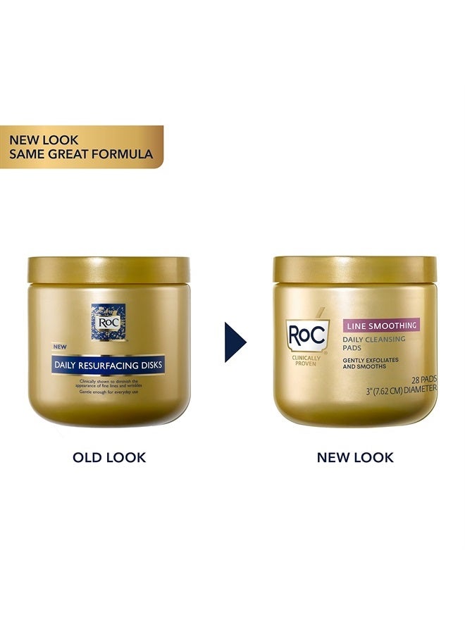 RoC أقراص إعادة السطح، وسادات مزيل المكياج المقشرة غير المسببة للحساسية للتجاعيد ولون البشرة، العناية بالبشرة غير المسببة للحساسية، منظف يومي خالي من الزيت، 28 قطعة (قد يختلف التعبئة) - Image 2