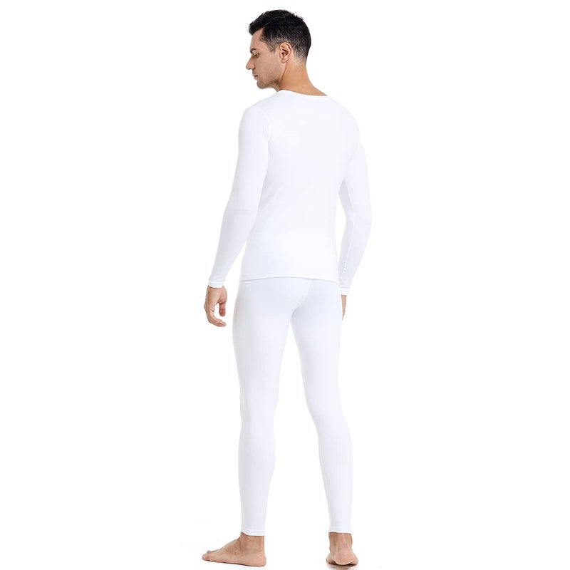 PISIQI Thermal Underwear Men Ultra-Soft Long Johns Set with Fleece Lined Base Layer Winter Skiing Warm Top & Bottom Black (White, Large) - Image 5