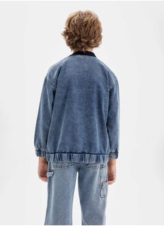 DeFacto Bomber Jean Jacket With Zipper And Pockets Seasonal Printed  - Image 2