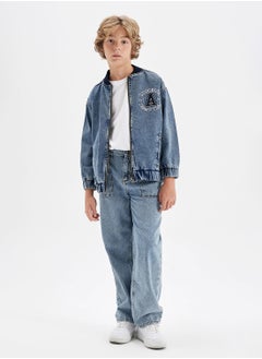 DeFacto Bomber Jean Jacket With Zipper And Pockets Seasonal Printed  - Image 5