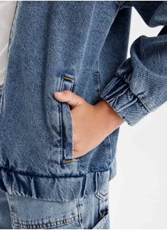 DeFacto Bomber Jean Jacket With Zipper And Pockets Seasonal Printed  - Image 4