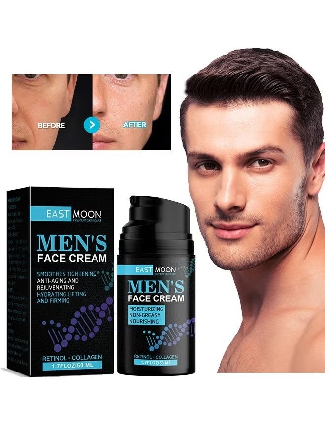 East Moon - Men'S Face Cream, Men's Moisturizer Anti-Aging Face Cream for Men, Lifting and Firming Naturally Collagen & Hyaluronic Acid - Day & Night Anti Wrinkle Control Oil Face Cream Lotion 50ml - Image 1