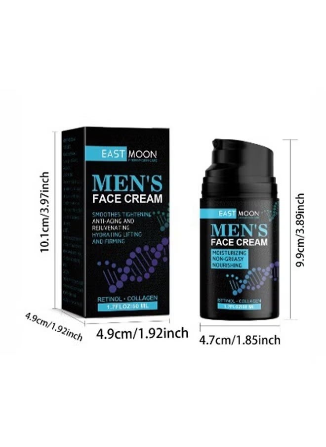 East Moon - Men'S Face Cream, Men's Moisturizer Anti-Aging Face Cream for Men, Lifting and Firming Naturally Collagen & Hyaluronic Acid - Day & Night Anti Wrinkle Control Oil Face Cream Lotion 50ml - Image 1