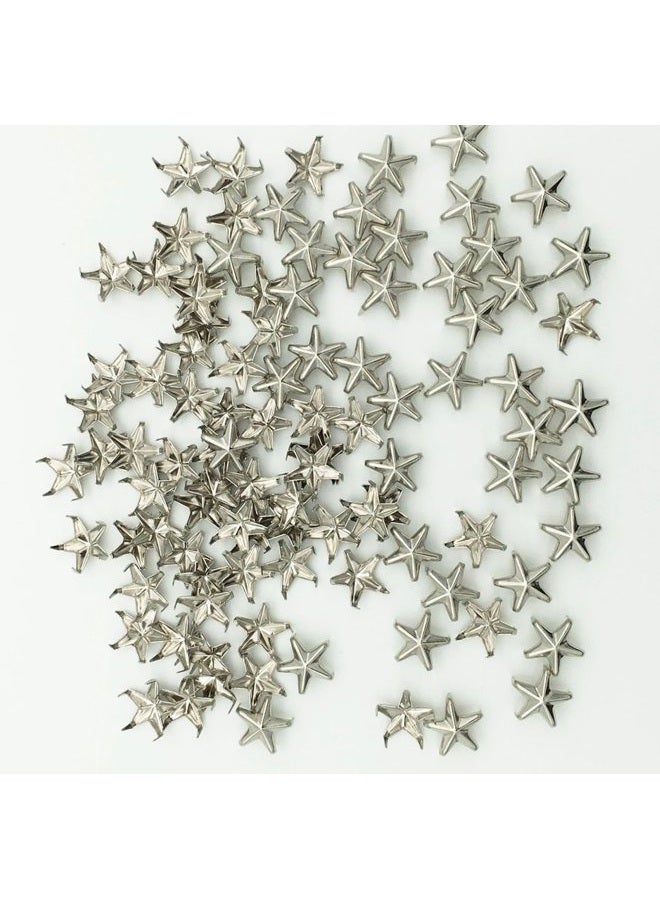 Newless 100pcs 10mm Star DIY Leathercraft Metal Punk Studs Rivet Spikes Nailheads 10mm Silver - Image 1