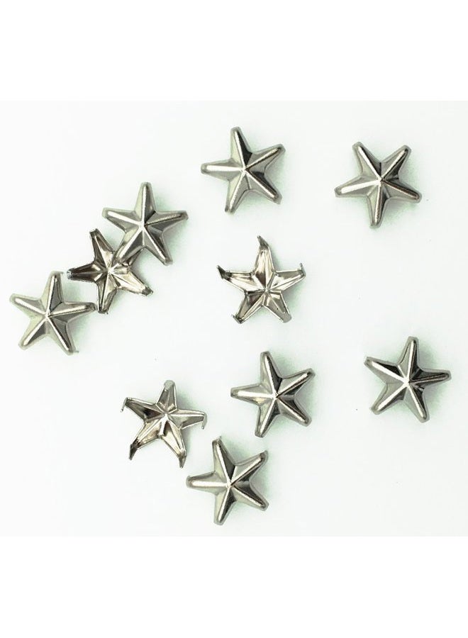Newless 100pcs 10mm Star DIY Leathercraft Metal Punk Studs Rivet Spikes Nailheads 10mm Silver - Image 3