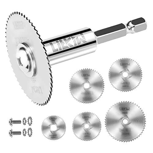 LitKiwi 1/4-Inch Hex Shank Rotary Drill Saw(with 5PCS Blades),HSS Saw Disc Wheel Cutting Blades for Drills Rotary Tools - Image 1