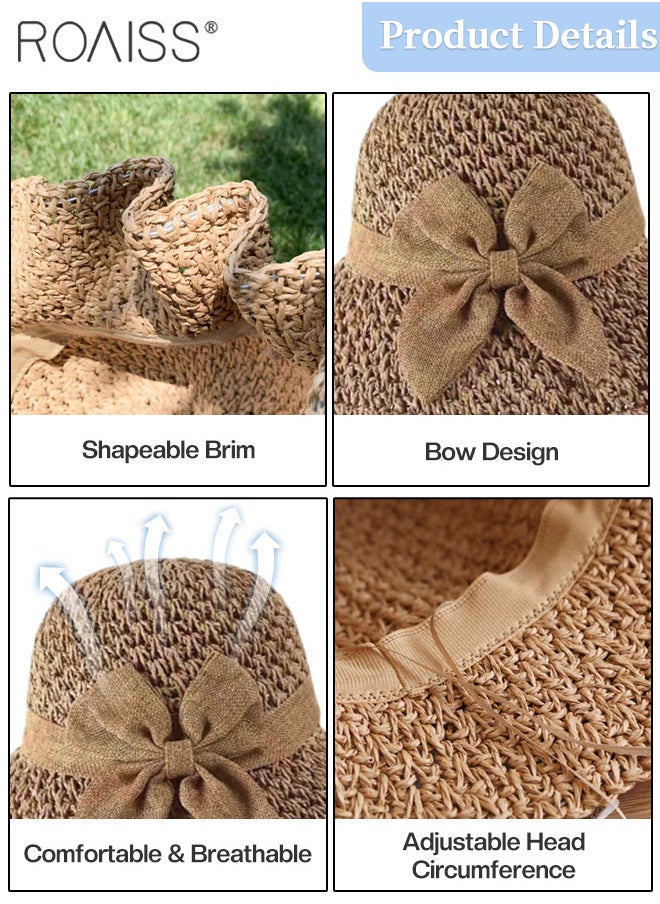 Women's Wide Brim Bow Decor Straw Hat, Lightweight Breathable Sun Hat with UV Protection for Summer Beach Outdoor, Fashion Accessories - pzsku/Z3DFC2A0D323654DDFCB2Z/45/_/1720509659/b56083af-ea62-48f1-8de3-4eb8bc214250