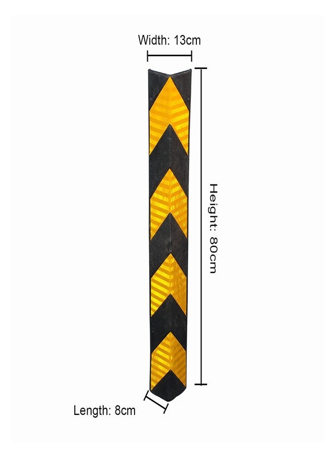 K T I® Pillar Guard, Rubber Material L Shaped Corner Guard with Yellow Reflective Tapes For High Visibility In Dark comes with installation Kit- 800mm, Pack of 2 - Image 2