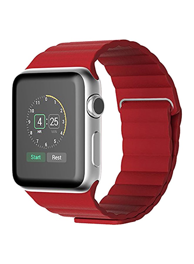 Ozone Magnetic Leather Strap For Apple Watch 40Mm Series 4 / 38Mm Series 3 / 2 / 1 Red red - Image 2