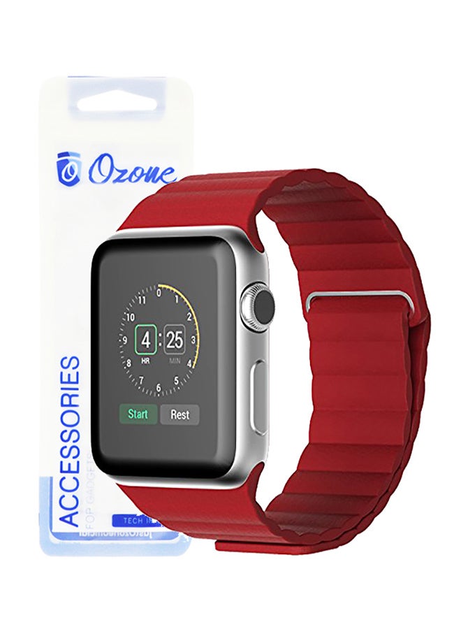 Ozone Magnetic Leather Strap For Apple Watch 40Mm Series 4 / 38Mm Series 3 / 2 / 1 Red red - Image 4
