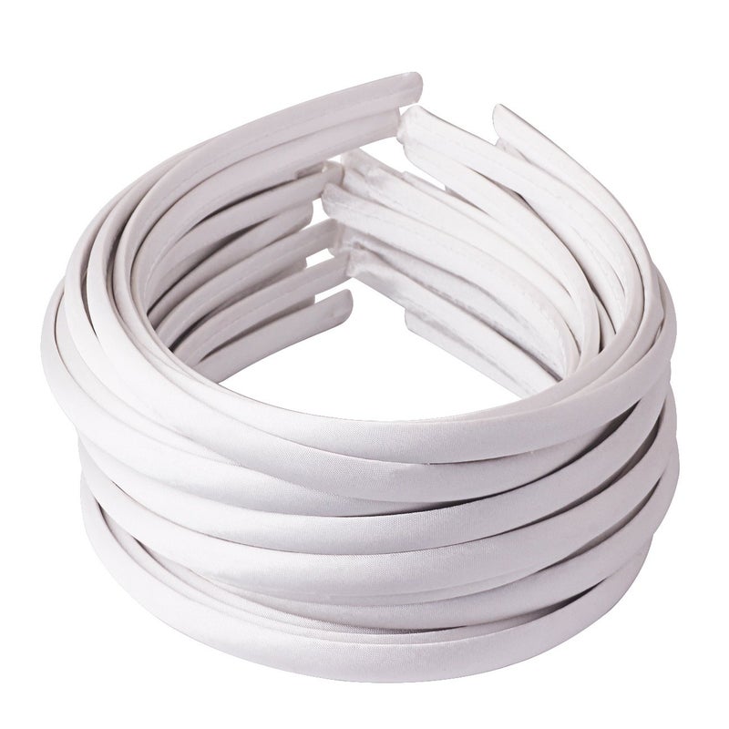 Candygirl Girls DIY Satin Covered Headbands 1cm Width 36cm Circle Size 20pcs White
