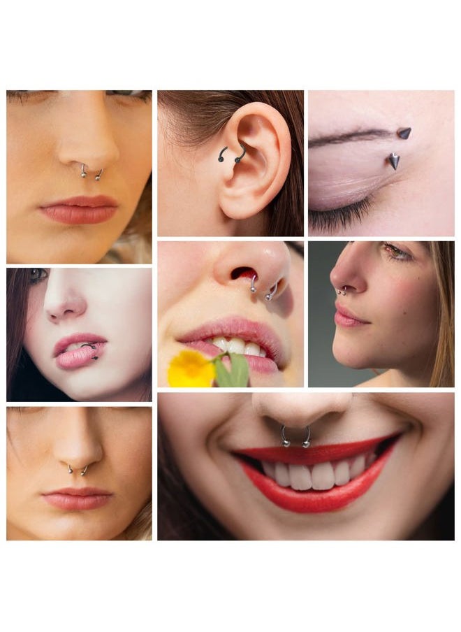 Yolev 32Pcs Horse Shoe Rings Surgical Steel 14G Different Sizes Horseshoe Rings Surgical Steel Nose Septum Horseshoe Ring Earring Eyebrow for Women Men Smile Piercing Jewelry  - Image 4