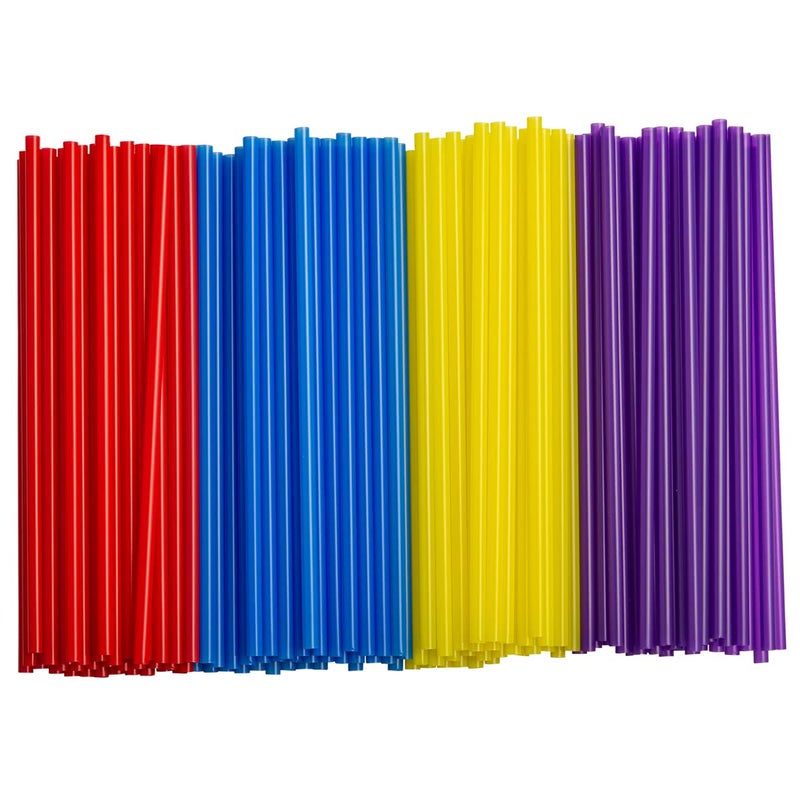 Comfy Package [500 Pack] Colored Plastic Straws  7.75"" High Disposable Drinking Straws - Assorted Colors - Image 1