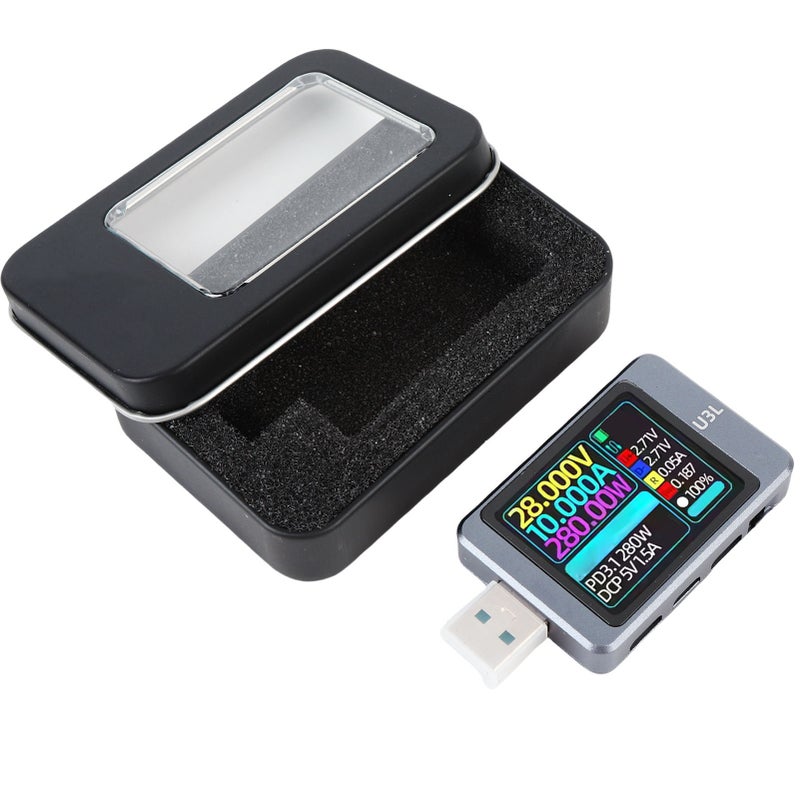 USB Tester 1.77 Inch 128x160 TFT Display - Aluminum Alloy Casing USB Multimeter With Fast Charging Protocol Detection for Electronic Device Maintenance & Cable Testing - Image 1