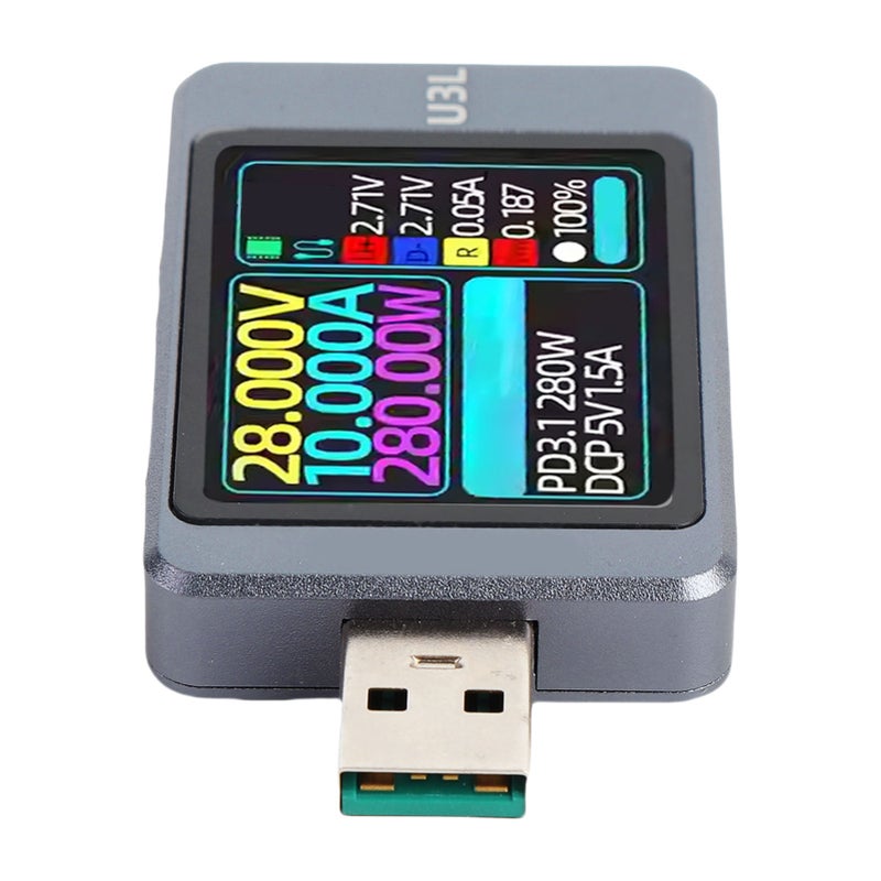 USB Tester 1.77 Inch 128x160 TFT Display - Aluminum Alloy Casing USB Multimeter With Fast Charging Protocol Detection for Electronic Device Maintenance & Cable Testing - Image 5
