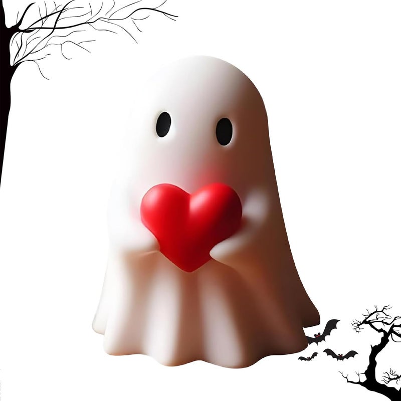 Chgfs Repeated use resistant selected material Valentines Day Gifts for Him Her Women,Ghost Figurine - Spooky Resin Ghost Statue, Cute Red Heart Ghost Valentine Decor Home Decoration Humorous Desktop Valentines Day Gifts Art Piece Globally selected raw material - Image 1