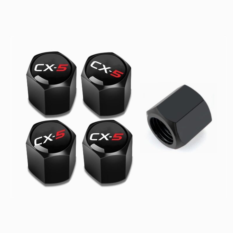 HUIANTS for Mazda CX5 Black Metal Tire Valve Stem Cap Covers Air Valve Cap Set Dust Proof LeakProof Air Cover Logo Styling Car AccessoriesPack of 5 - Image 3