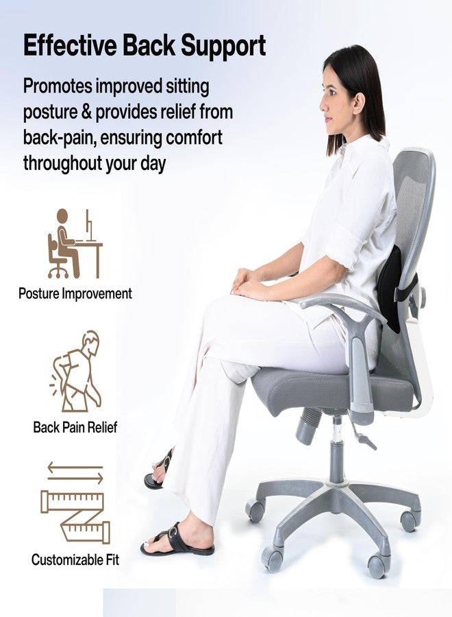FOVERA Lumbar Support Roll for Back Pain Relief - Versatile Cushion for Office, Car, and Travel with Adjustable Strap, Provides Ideal Lumbar, Back Support & Posture Correction (Mesh Black, Slim) - Image 3
