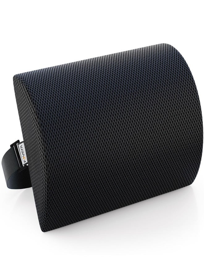 FOVERA Lumbar Support Roll for Back Pain Relief - Versatile Cushion for Office, Car, and Travel with Adjustable Strap, Provides Ideal Lumbar, Back Support & Posture Correction (Mesh Black, Slim) - Image 1