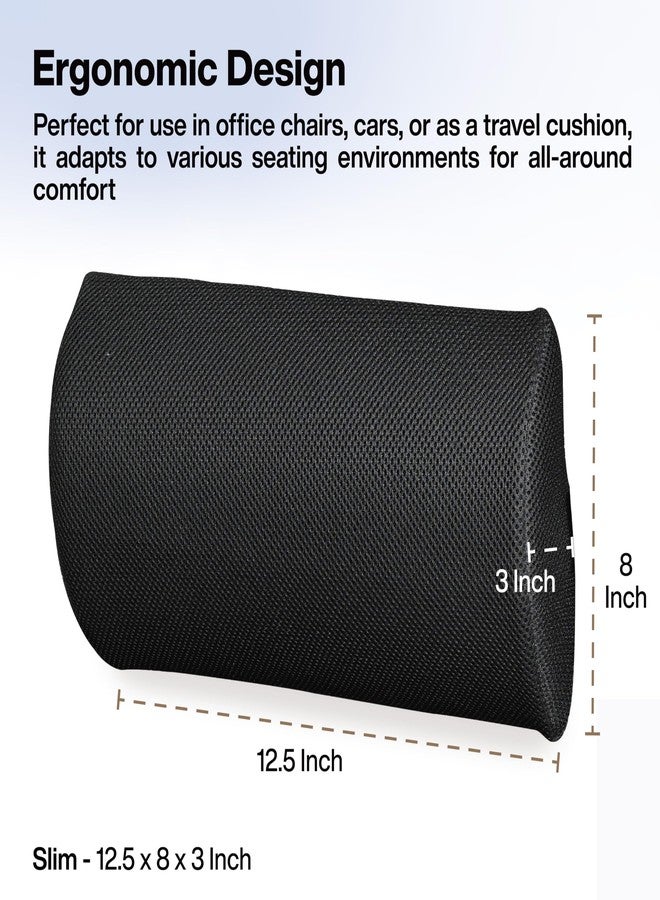 FOVERA Lumbar Support Roll for Back Pain Relief - Versatile Cushion for Office, Car, and Travel with Adjustable Strap, Provides Ideal Lumbar, Back Support & Posture Correction (Mesh Black, Slim) - Image 5