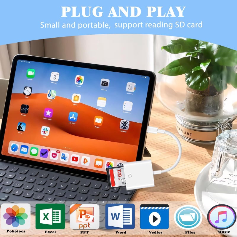 MTIQHS iPhone SD Card Reader USB C, Digital Camera Adapter iPhone 17, Trail Camera SD Card Reader USB C Memory Card Reader for iPhone 17/16/15/iPad/MacBook/iMac/Galaxy/Android - Image 4