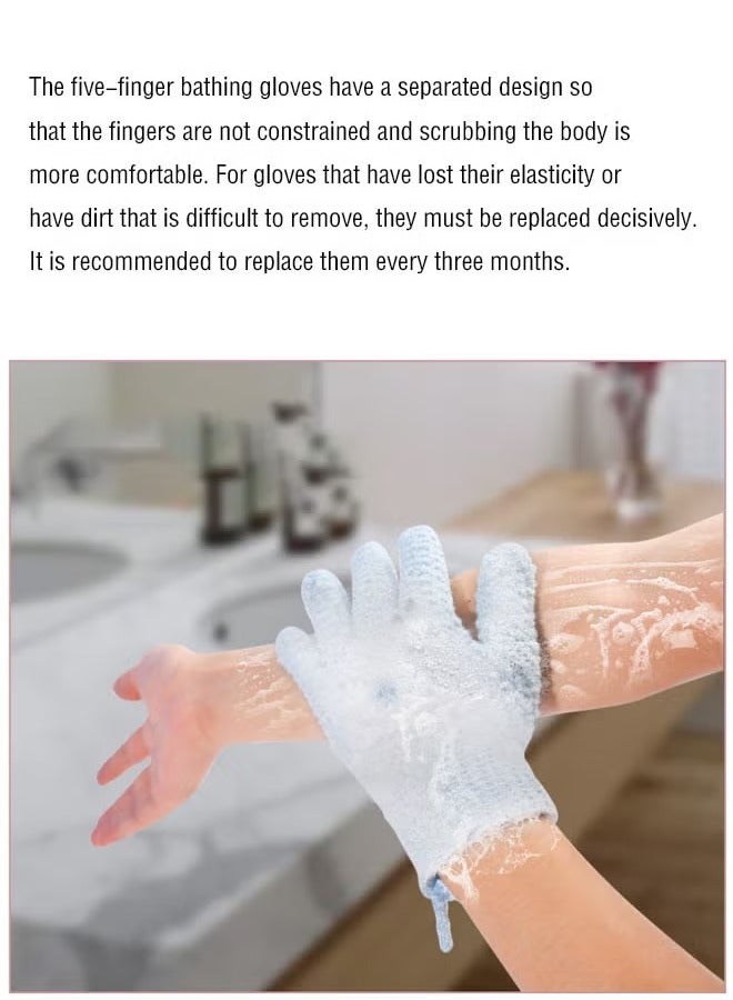Loquat 8 Pieces Exfoliating Gloves (4 Pieces Pink and 4 Pieces Blue), High Quality Exfoliating Gloves for Face Washing, Bathing, Spa, Massage, Body Scrub, Exfoliating Scrub, Remove Dead Skin - Image 3