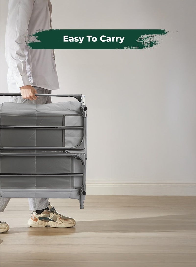 جرين ليون سرير تخييم قابل للطي مع وسادة مريحة وجيوب تخزين، مادة عالية الجودة، مسند ظهر قابل للتعديل، قدرة تحميل 150 كجم، سهل الحمل، مناسب للأنشطة الخارجية والسفر – رمادي - Image 2