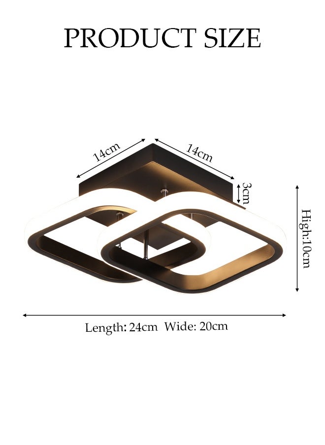 DUNISO LED Ceiling Light，Ceiling Lamp,Tri Color Corridor Light，Metal Square Design Ceiling Lighting，Suitable for Hallway Entrance, Office, Bedroom, Kitchen，Black  - Image 2