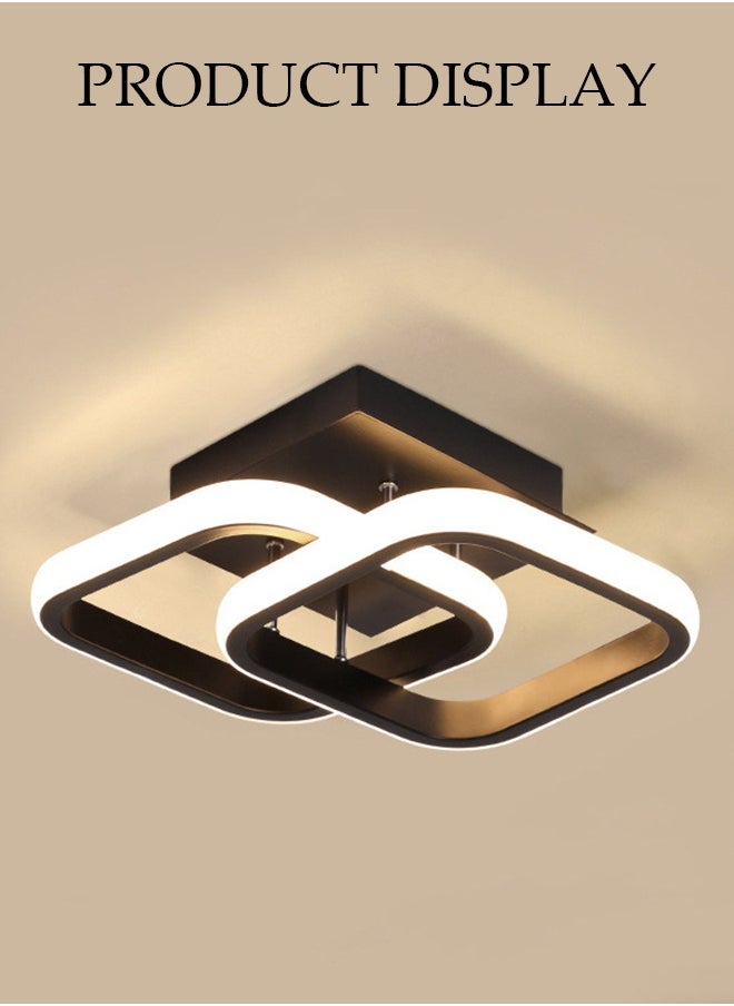 DUNISO LED Ceiling Light，Ceiling Lamp,Tri Color Corridor Light，Metal Square Design Ceiling Lighting，Suitable for Hallway Entrance, Office, Bedroom, Kitchen，Black  - Image 4