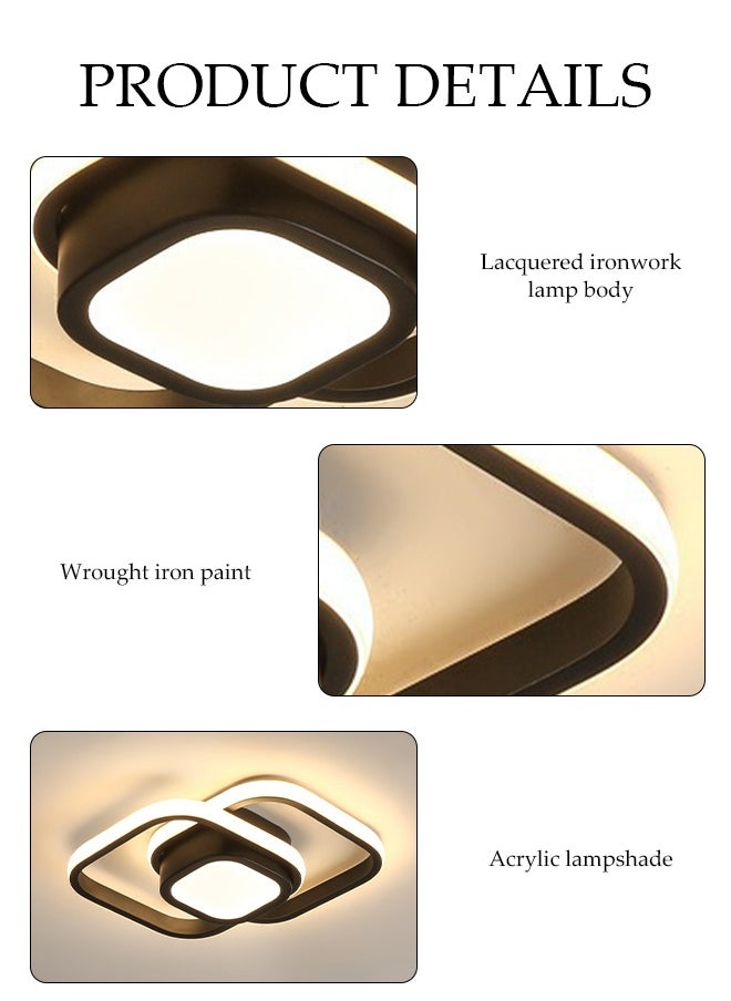 DUNISO LED Ceiling Light，Ceiling Lamp,Tri Color Corridor Light，Metal Square Design Ceiling Lighting，Suitable for Hallway Entrance, Office, Bedroom, Kitchen，Black  - Image 3