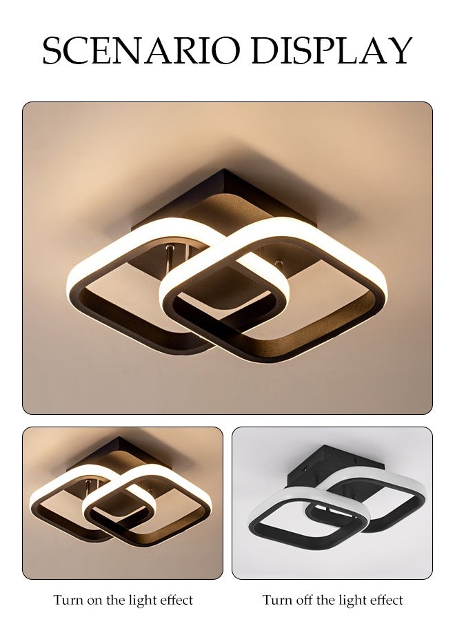 DUNISO LED Ceiling Light，Ceiling Lamp,Tri Color Corridor Light，Metal Square Design Ceiling Lighting，Suitable for Hallway Entrance, Office, Bedroom, Kitchen，Black  - Image 5