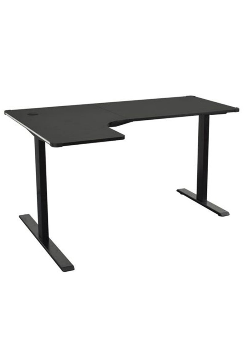 Height Adjustable Electric Stand Desk L Shaped Single Motor Ergonomic Standing Desk Large Desktop Black Computer Desk
