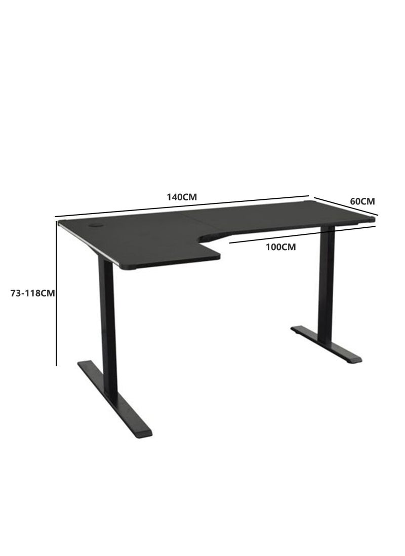 Height Adjustable Electric Stand Desk L Shaped Single Motor Ergonomic Standing Desk Large Desktop Black Computer Desk