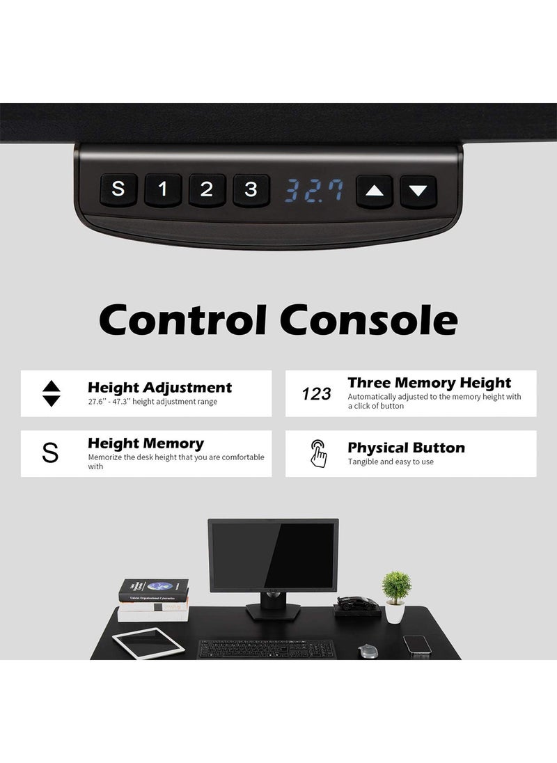 Height Adjustable Electric Stand Desk L Shaped Single Motor Ergonomic Standing Desk Large Desktop Black Computer Desk