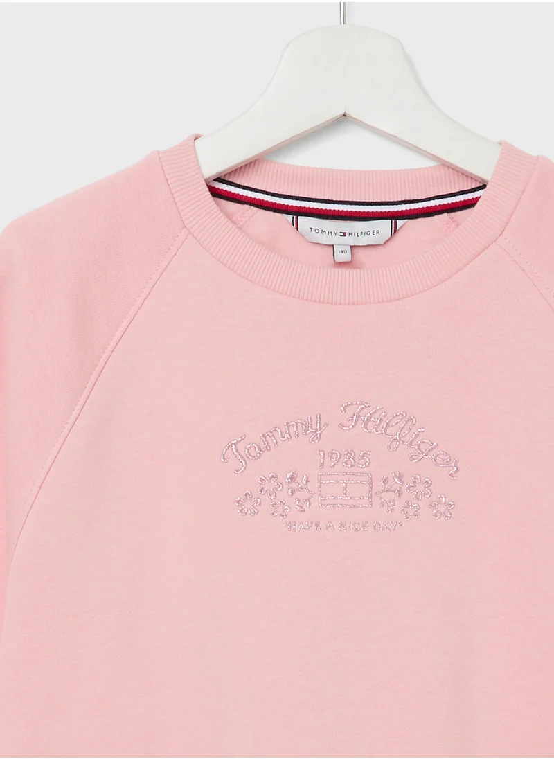تومي هيلفيغر EMB FLOWER FLEECE CREWNECK