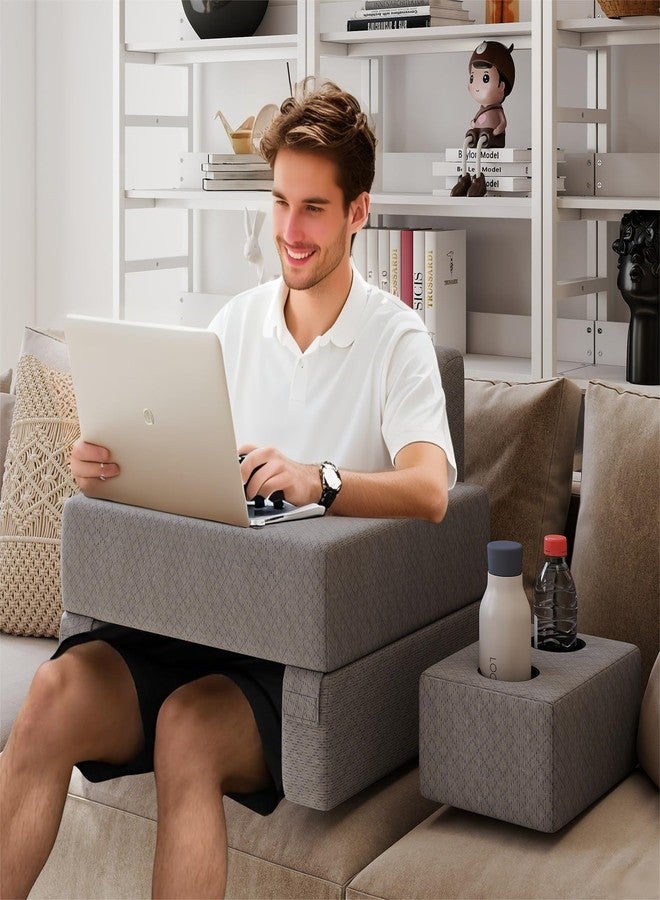 Giantex Reading Pillow for Gaming, Extra Large Lap Desk for Laptop with Back Arm Rest & Cup Holder for Adult, Adjustable Gaming Pillow for Reading Crochet Working & Writing on Bed Floor Sofa & Couch - Image 2