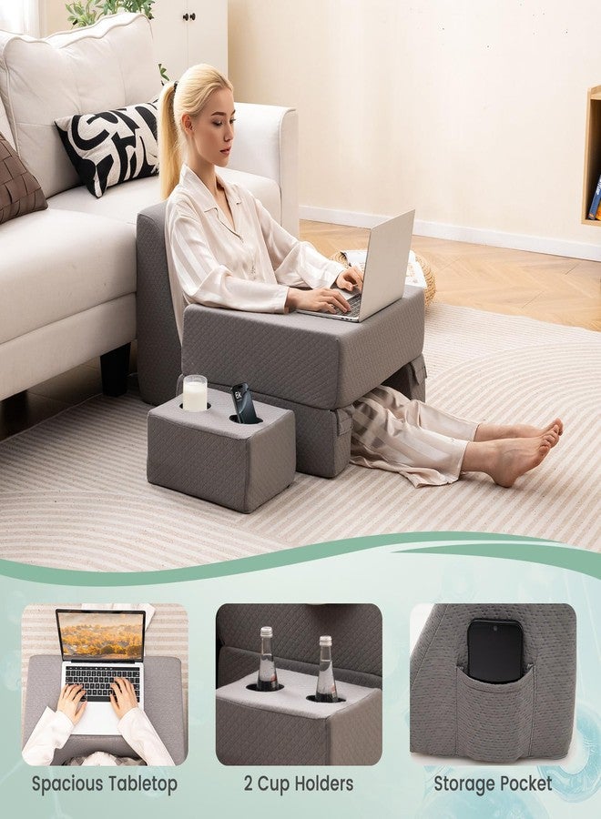 Giantex Reading Pillow for Gaming, Extra Large Lap Desk for Laptop with Back Arm Rest & Cup Holder for Adult, Adjustable Gaming Pillow for Reading Crochet Working & Writing on Bed Floor Sofa & Couch - Image 4
