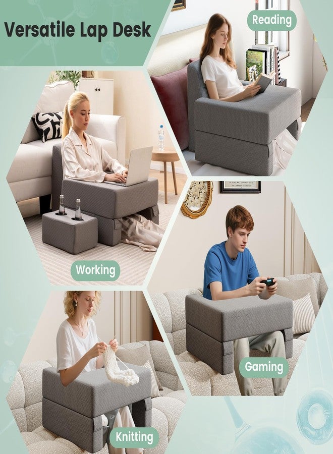 Giantex Reading Pillow for Gaming, Extra Large Lap Desk for Laptop with Back Arm Rest & Cup Holder for Adult, Adjustable Gaming Pillow for Reading Crochet Working & Writing on Bed Floor Sofa & Couch - Image 3
