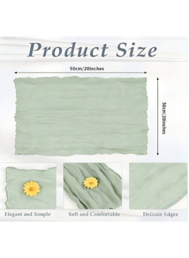 12 قطعة من منديل قماش الكتان القطني، مناديل العشاء المجعدة مقاس 50 * 50 سم، مناديل القماش الخضراء، منديل عشاء الزفاف، منديل هامش ريفي مربع للعشاء، قابل للغسل. - Image 3