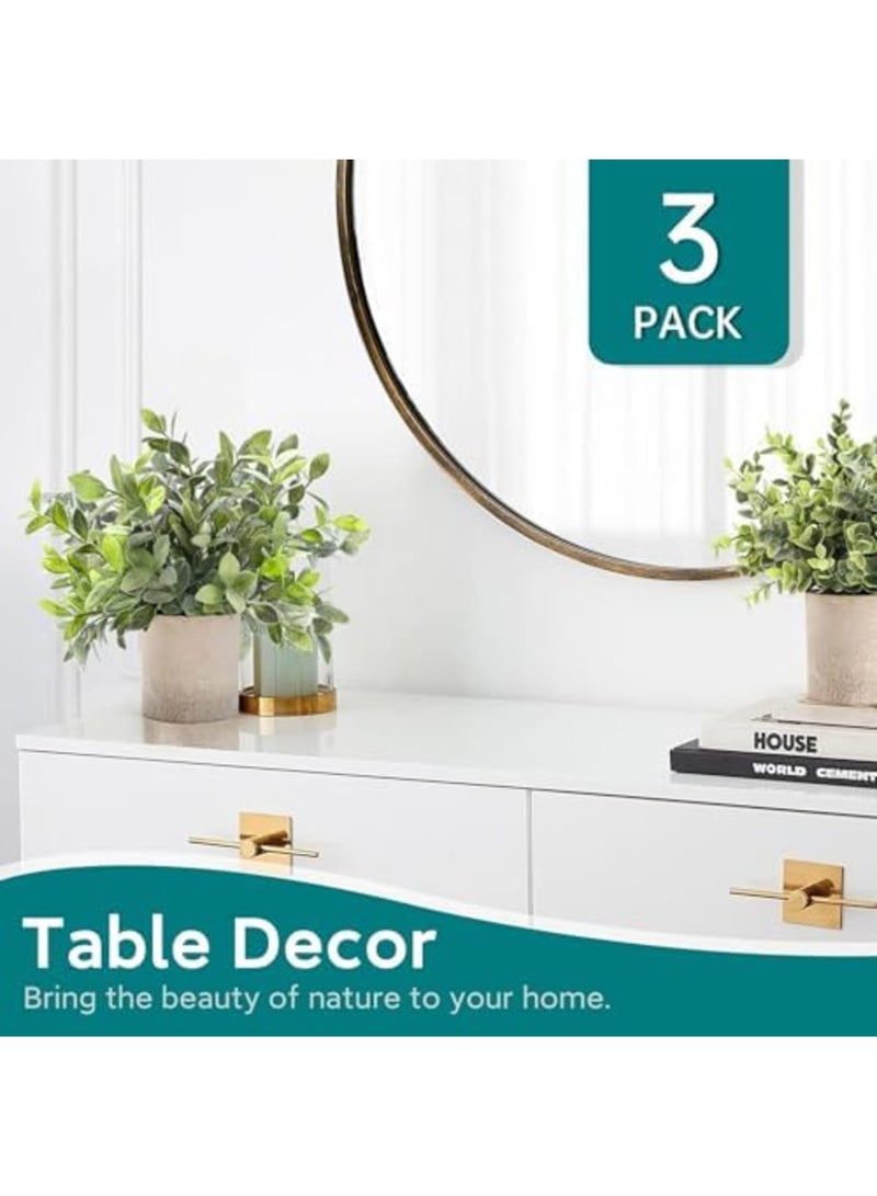 Barakah 3 عبوات من النباتات الاصطناعية الصغيرة في أصص بلاستيكية، زينة واقعية للمزرعة للمنزل، المكتب، الحمام، وزينة الغرف، صيانة منخفضة، متينة وأنيقة كلمسة خضراء - Image 4