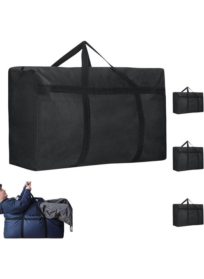 DUNISO 3Pcs Moving Bag,Oxford Storage Bag with Zippers & Handles，Reusable Large Heavy Bags，Waterproof, Moisture-proof, Sturdy and Durablefor，for Duvets/Bedding/Clothes/Moving/Traveling，50*25*30cm，Black  - Image 1